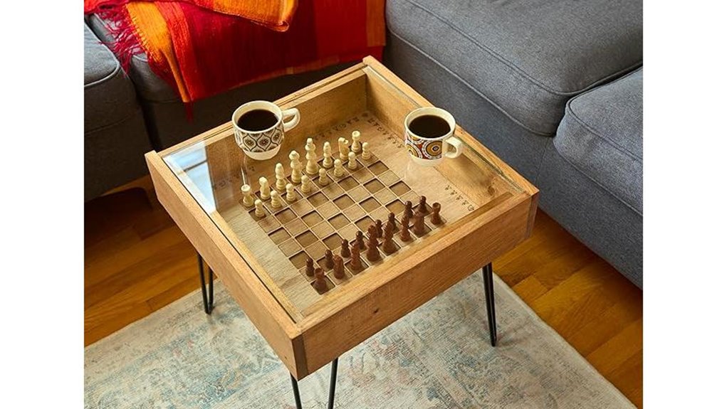 rustic glass chess table