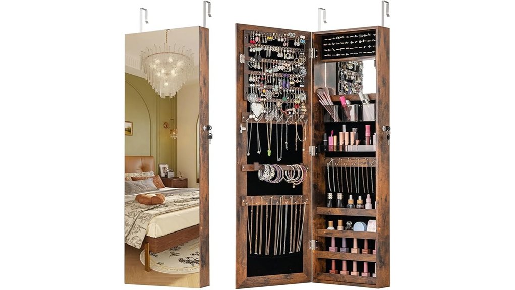 rustic lockable over door jewelry cabinet