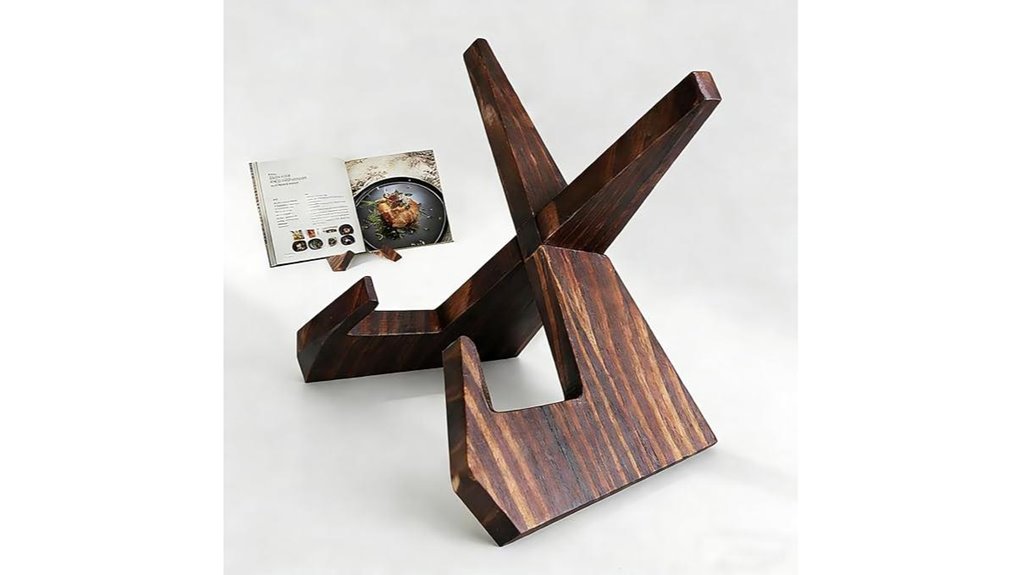 rustic wooden recipe holder