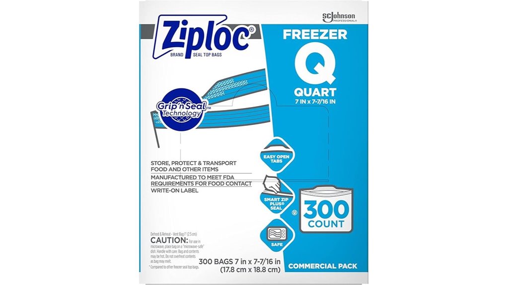 sc johnson ziploc quart freezer bags