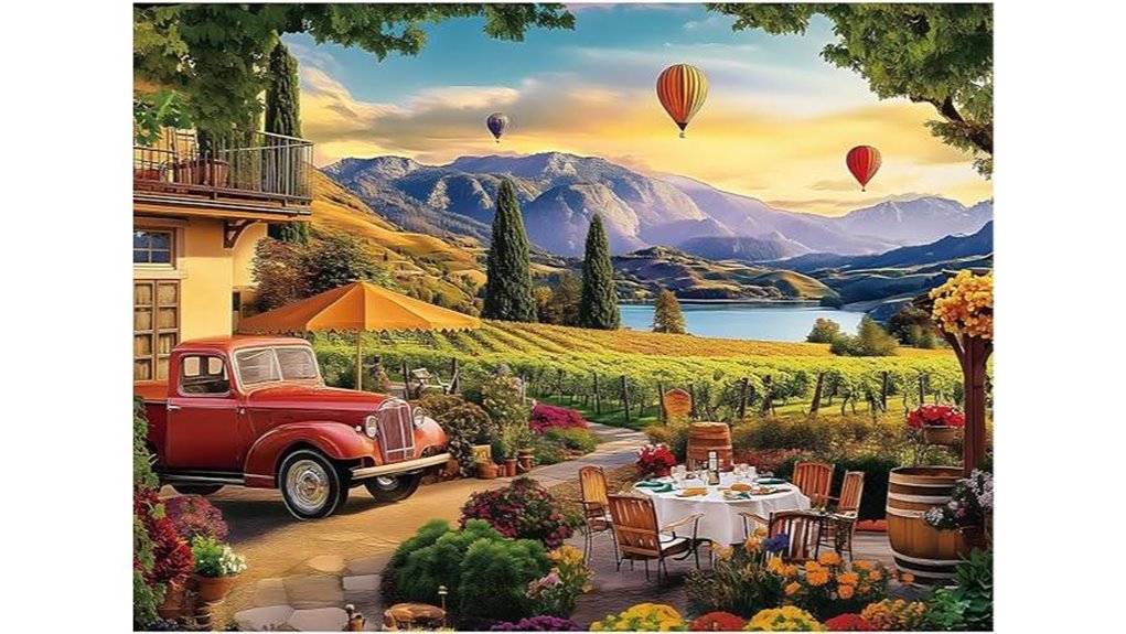 scenic vineyard hot air balloons