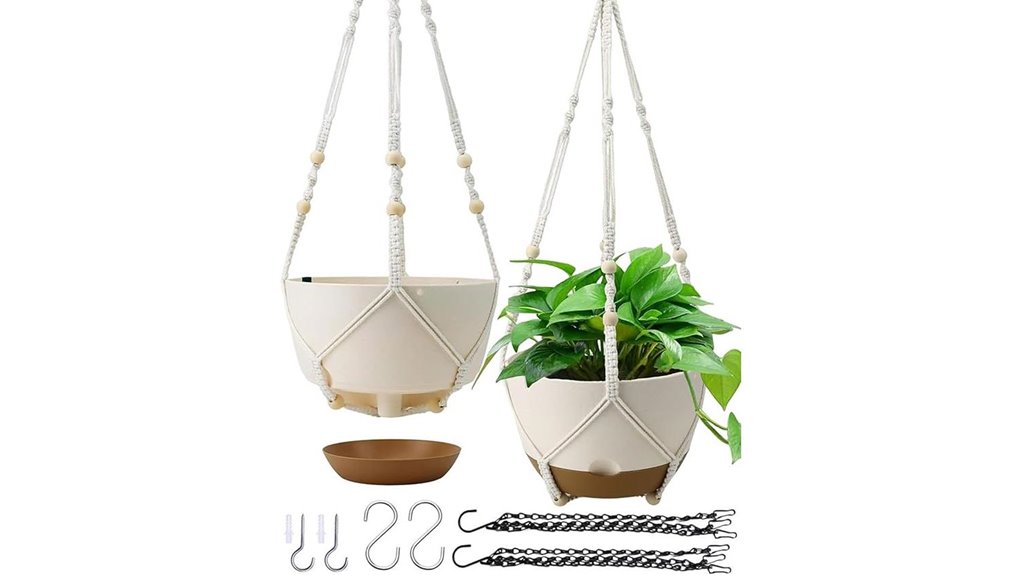 self watering macrame hanging planters