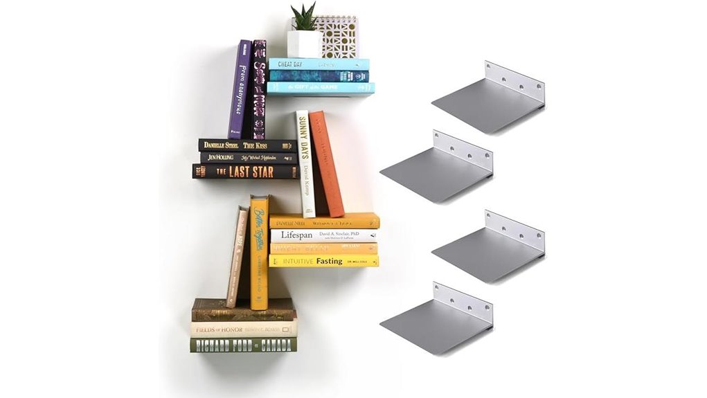 set of four floating bookshelves