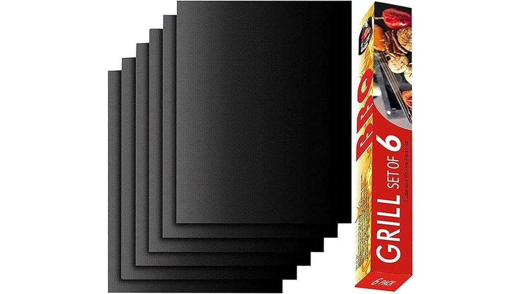 set of six reusable grill mats