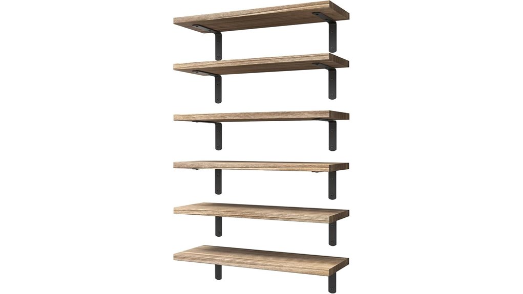 set of six rustic shelves