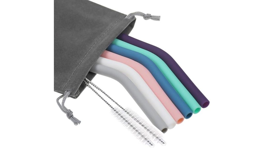 set of six silicone straws