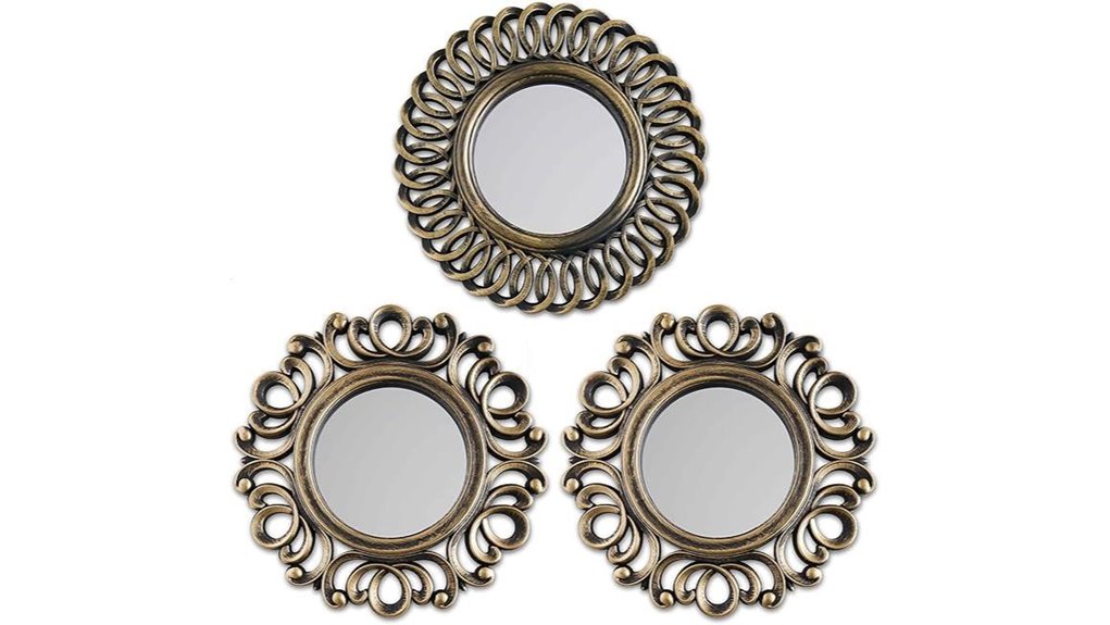 set of three gold mirrors