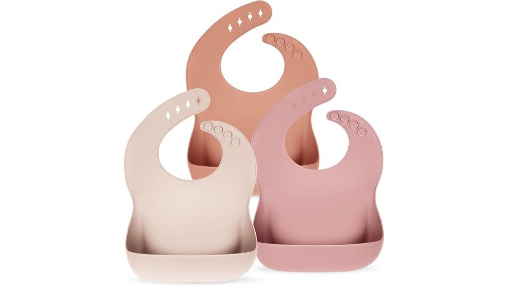 set of three silicone waterproof bibs