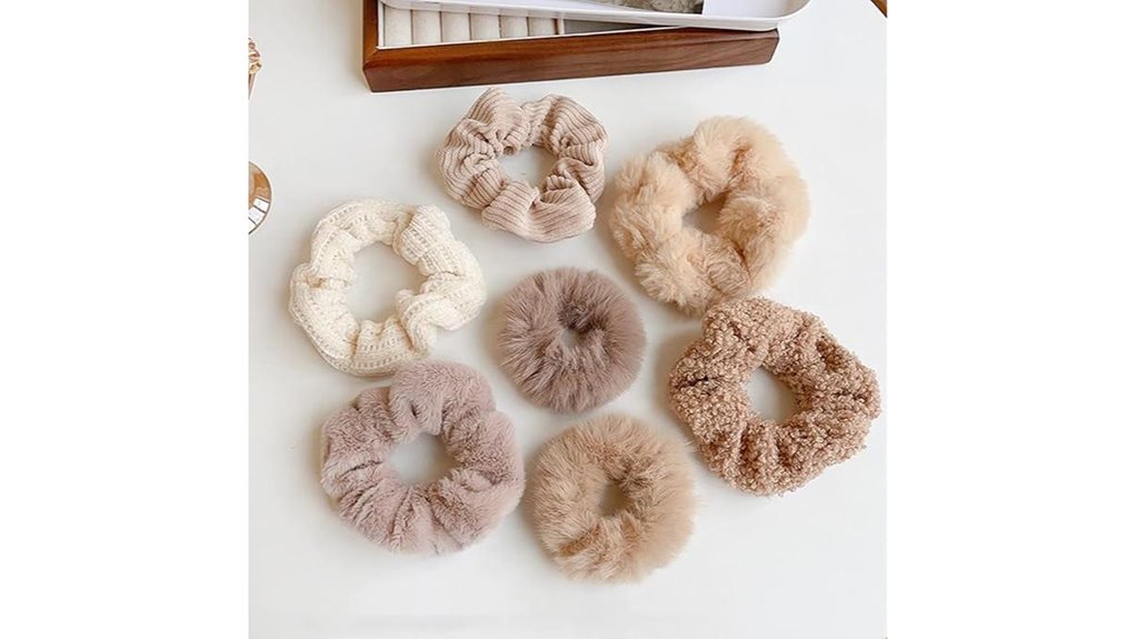 seven khaki velvet elastic scrunchies