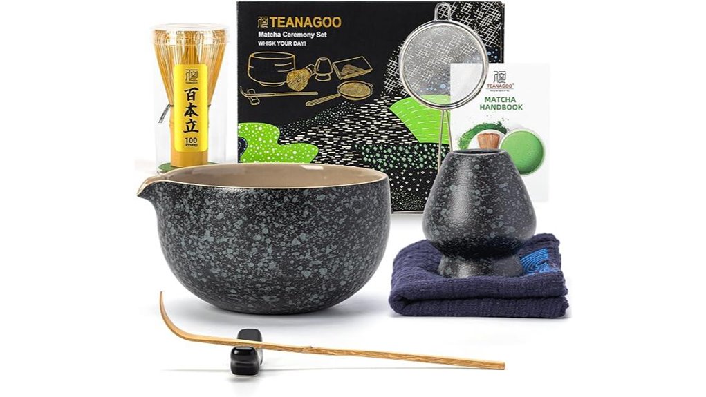 seven piece black matcha whisk