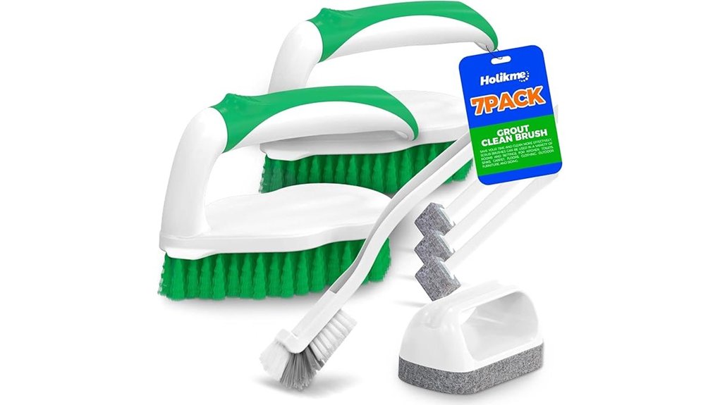 seven piece green deep cleaning brushes