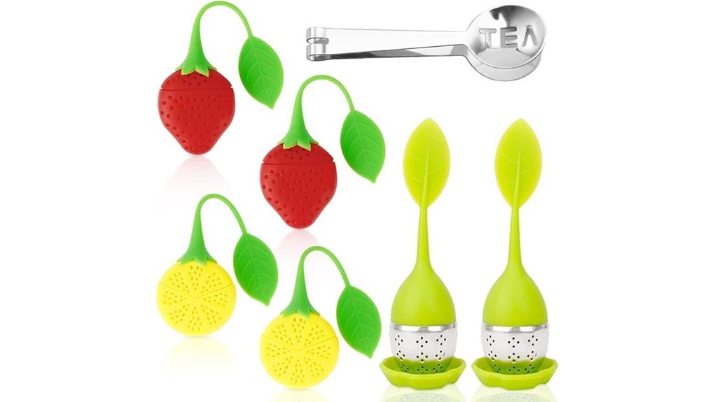 seven piece silicone tea strainers