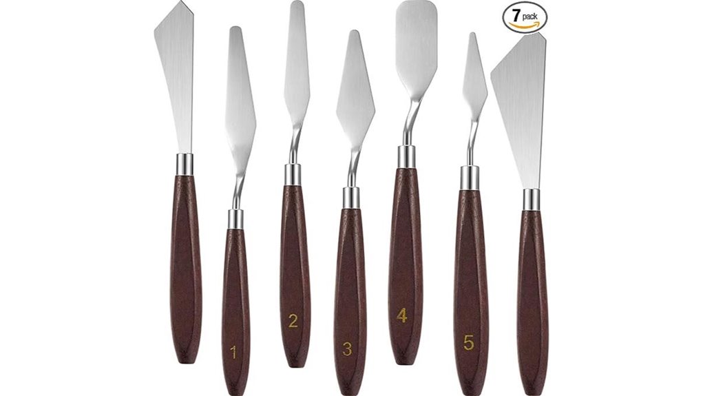 seven piece stainless steel painting knives