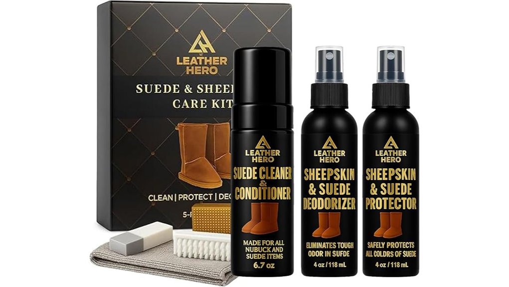 seven piece suede and sheepskin cleaning