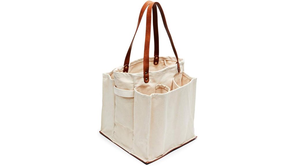 seven pocket canvas market tote