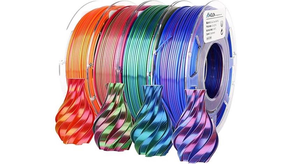 shiny dual color silk pla