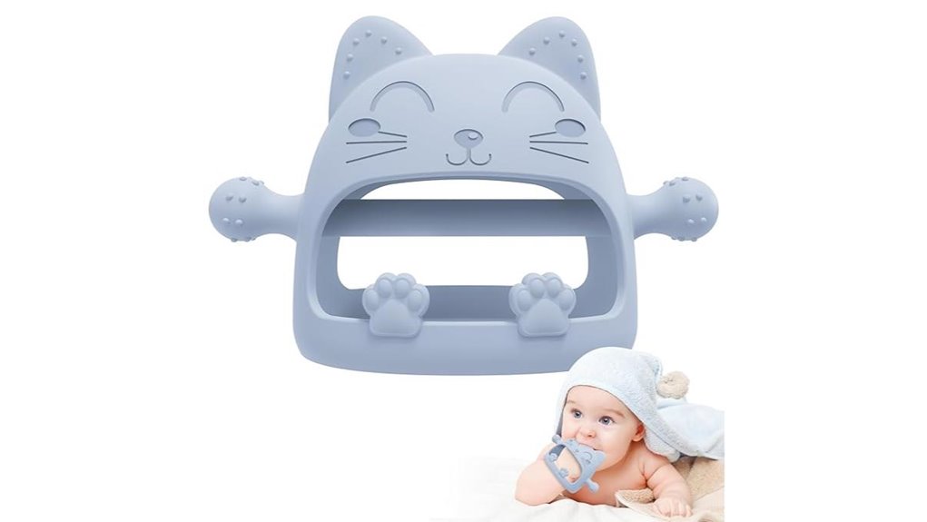silicone baby teething anti drop mitten