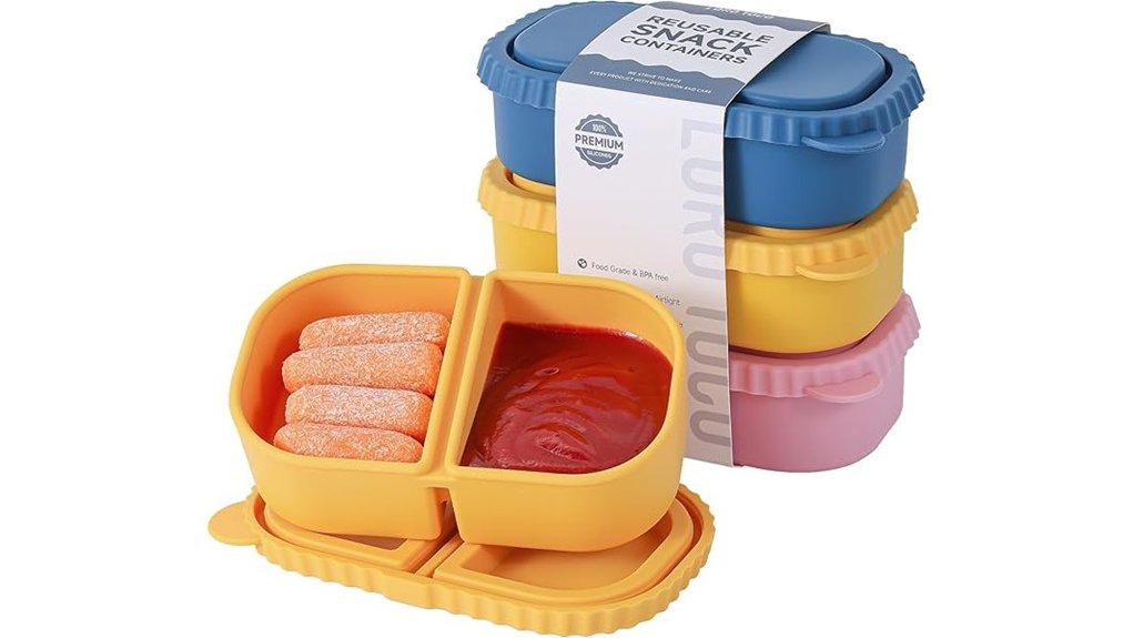 silicone double compartment snack containers