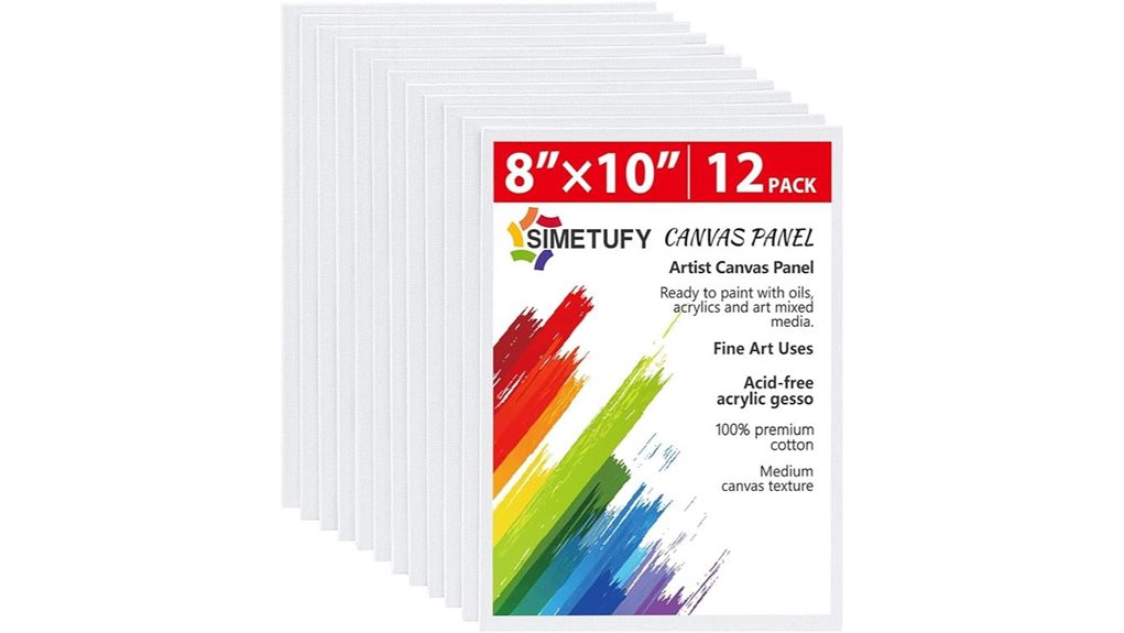 simetufy twelve 8x10 gesso primed canvases