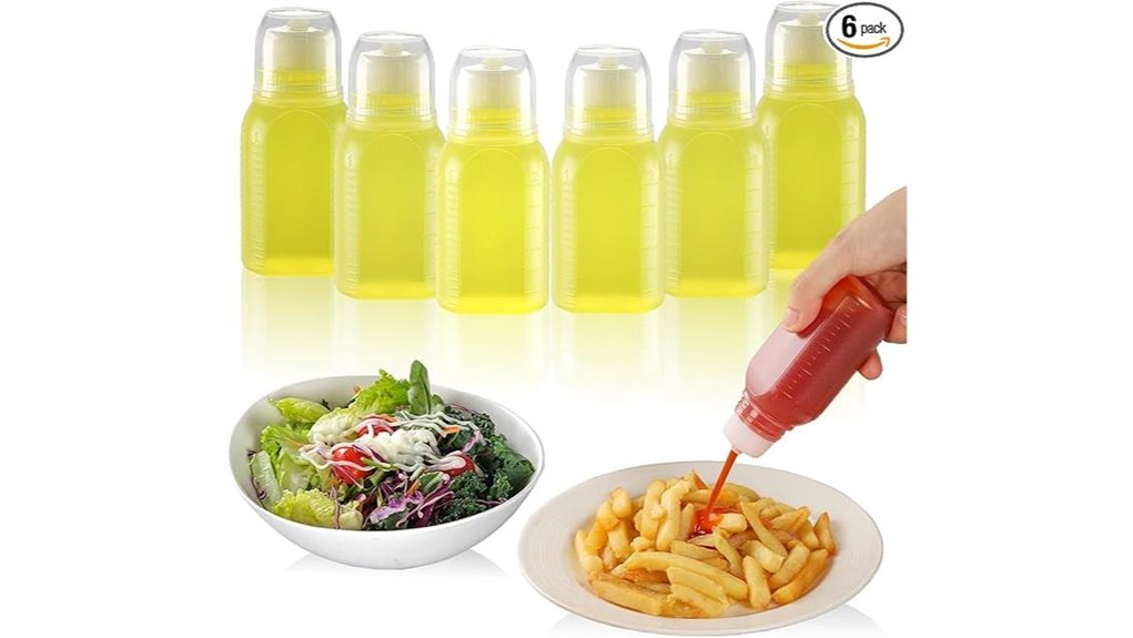 six 2oz leakproof dressing containers