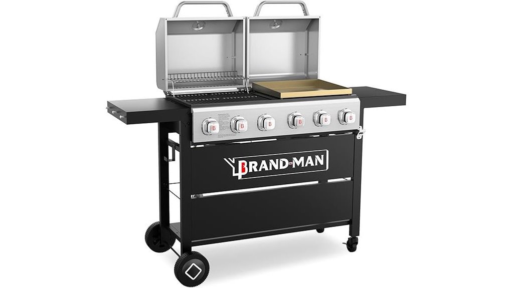 six burner propane grill griddle