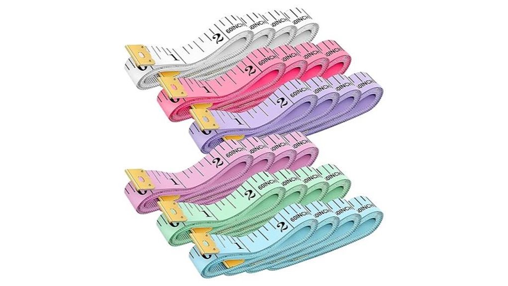 six color 24 pack cloth tape measures