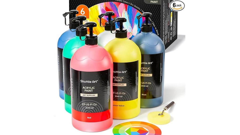 six color 69oz acrylic paint set