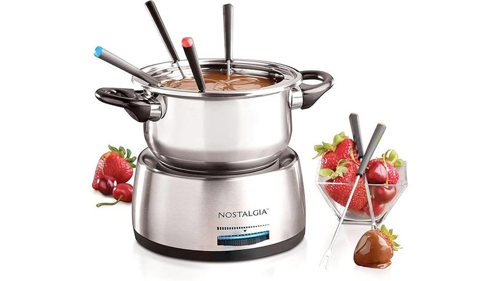 six cup stainless steel fondue