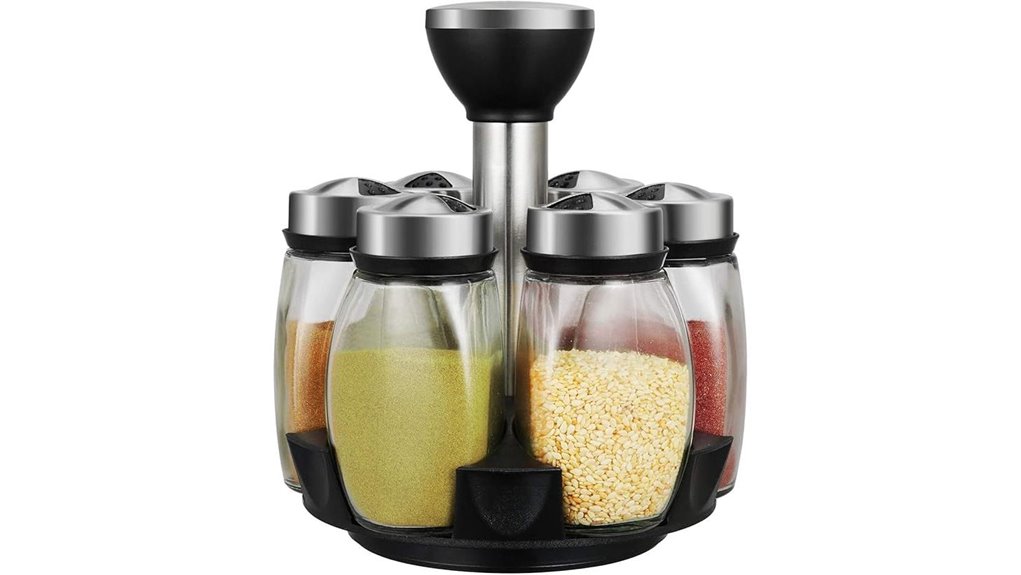 six jar glass spice rack