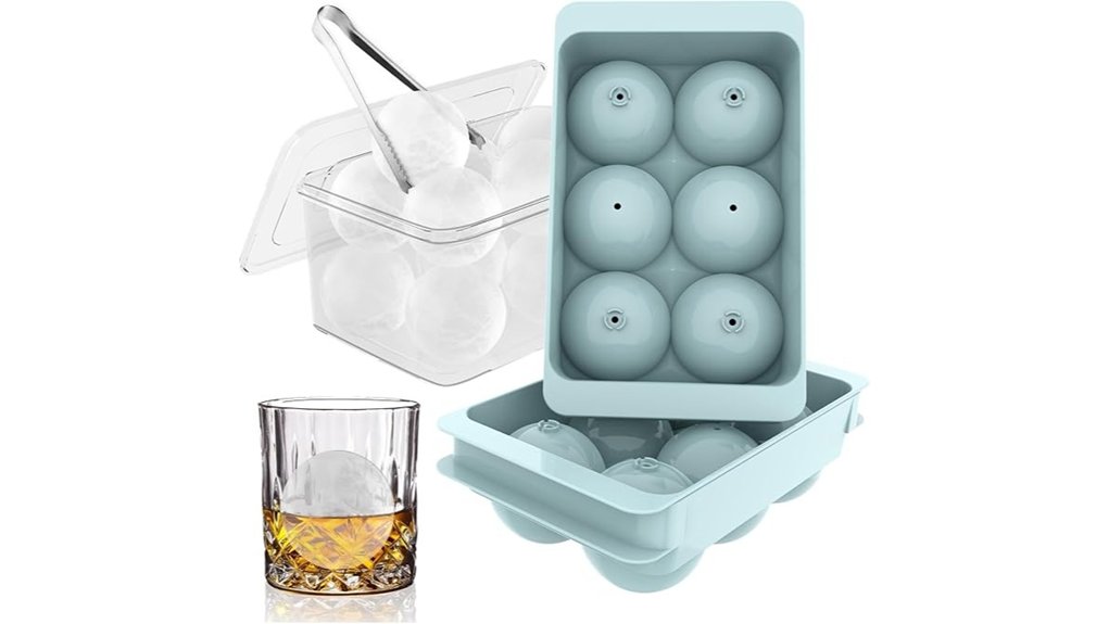 six large round whiskey ice cube molds