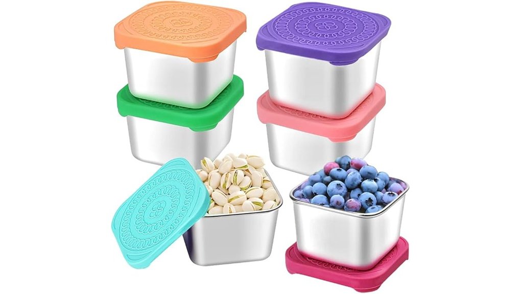 six ounce stainless snack containers