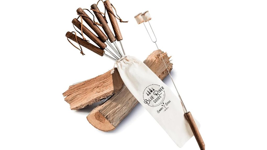 six pack extendable stainless roasting sticks