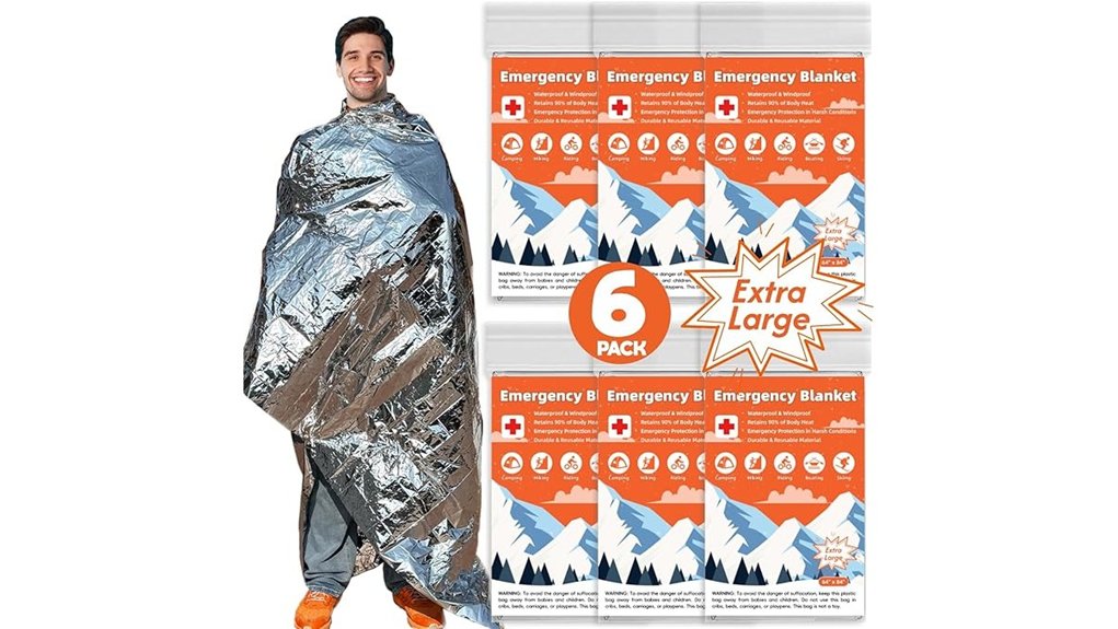 six pack extra large mylar blankets