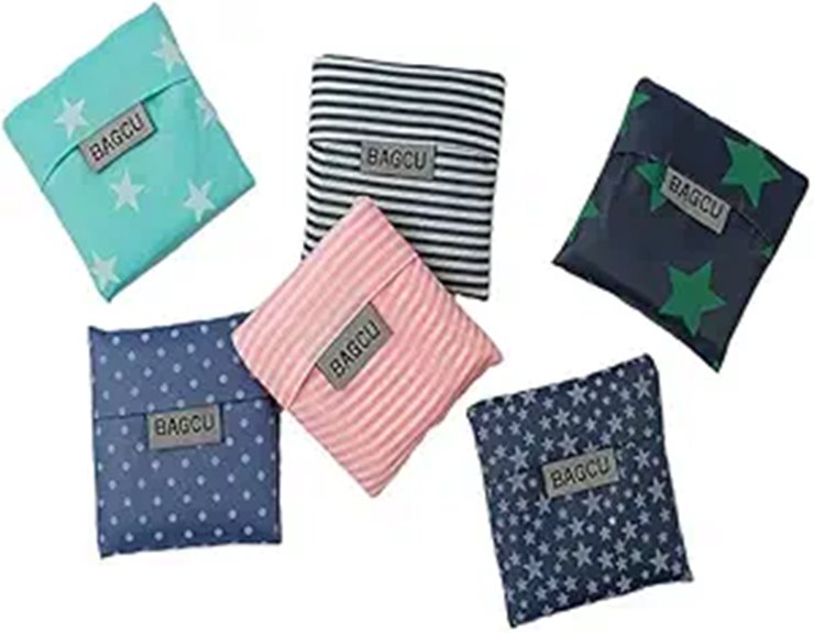 six pack foldable reusable totes