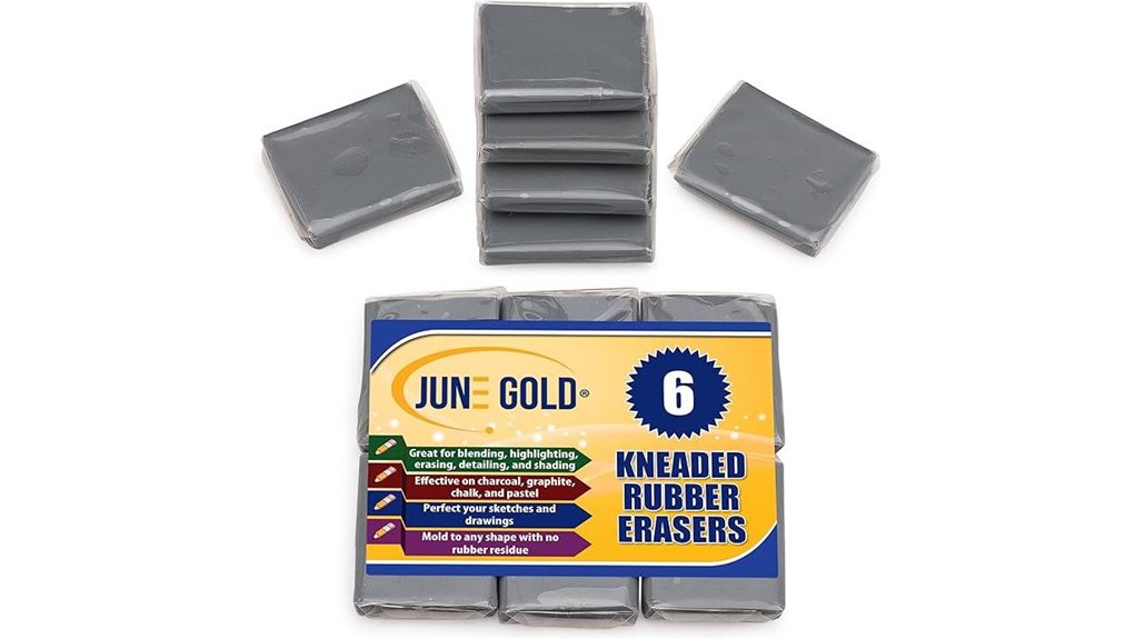 six pack gray kneaded erasers