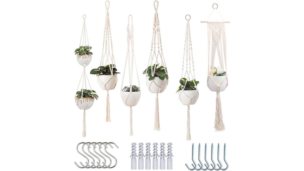six pack macrame indoor hangers