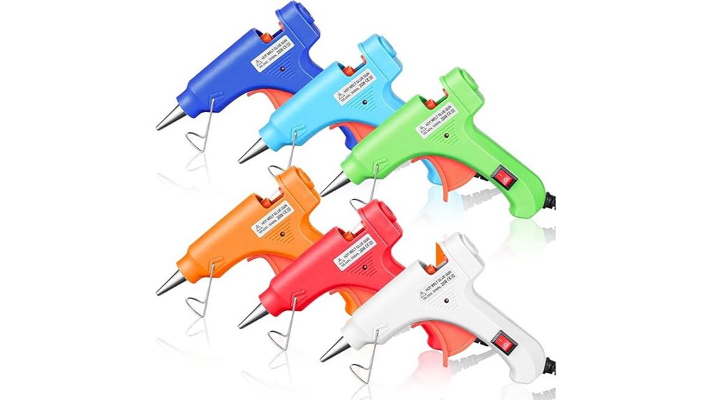 six pack multicolored mini glueguns