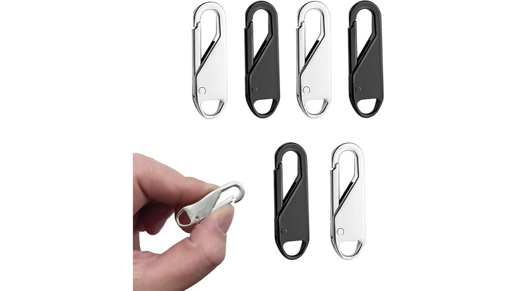 six pack universal metal zipper pulls