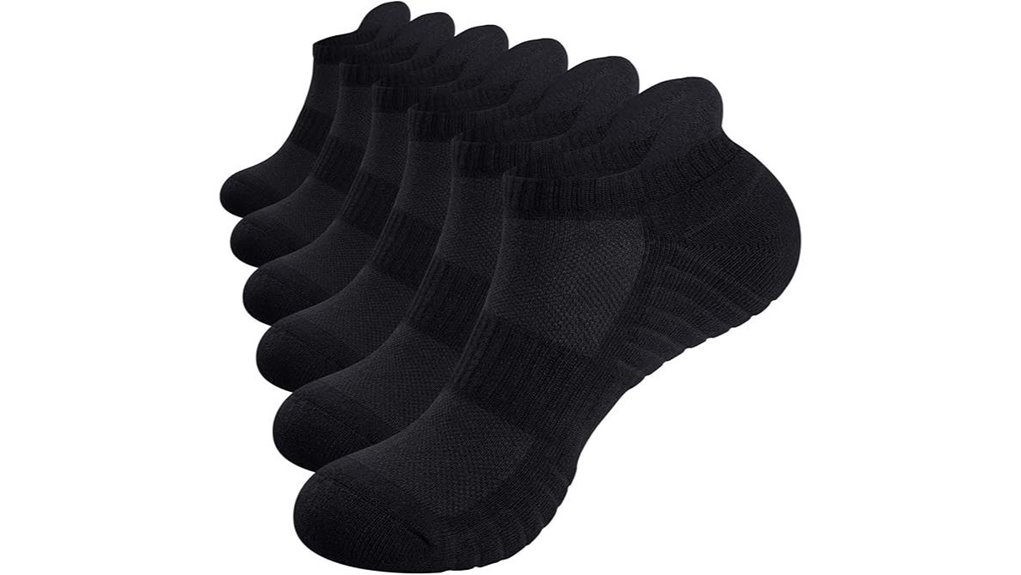 six pair cushioned cotton ankle socks