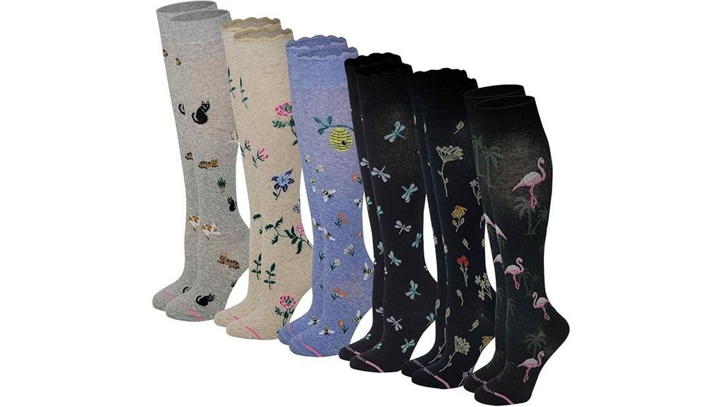 six pair graduated compression socks