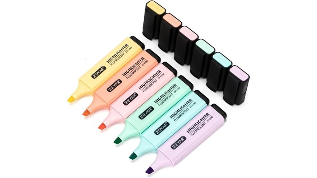 six pastel macaron highlighters