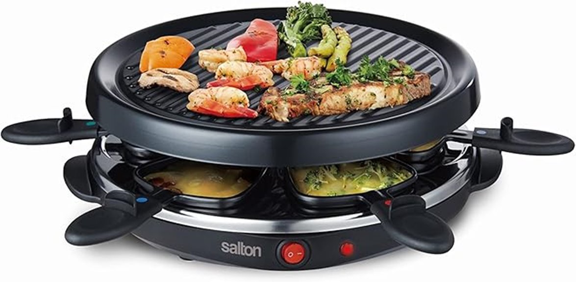 six person smokeless raclette grill