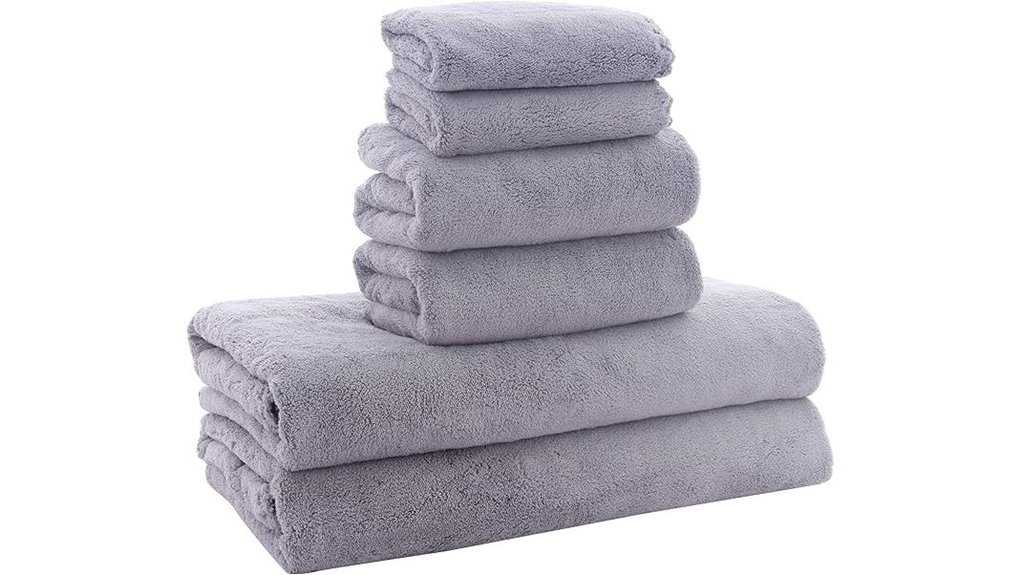 six piece grey microfiber towel set