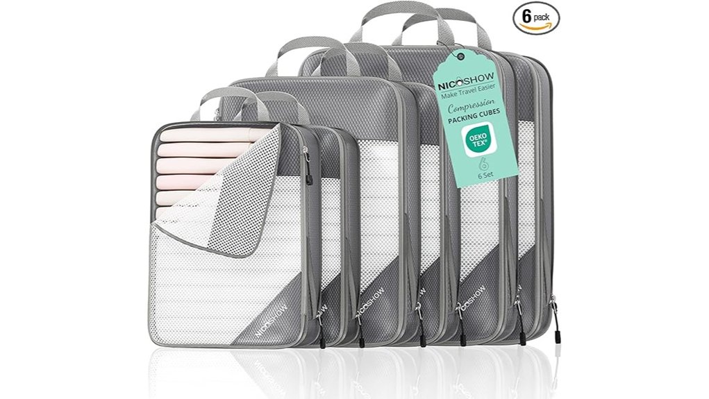 six piece grey travel compression