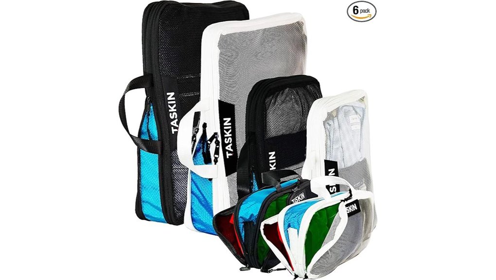 six piece travel packing cubes