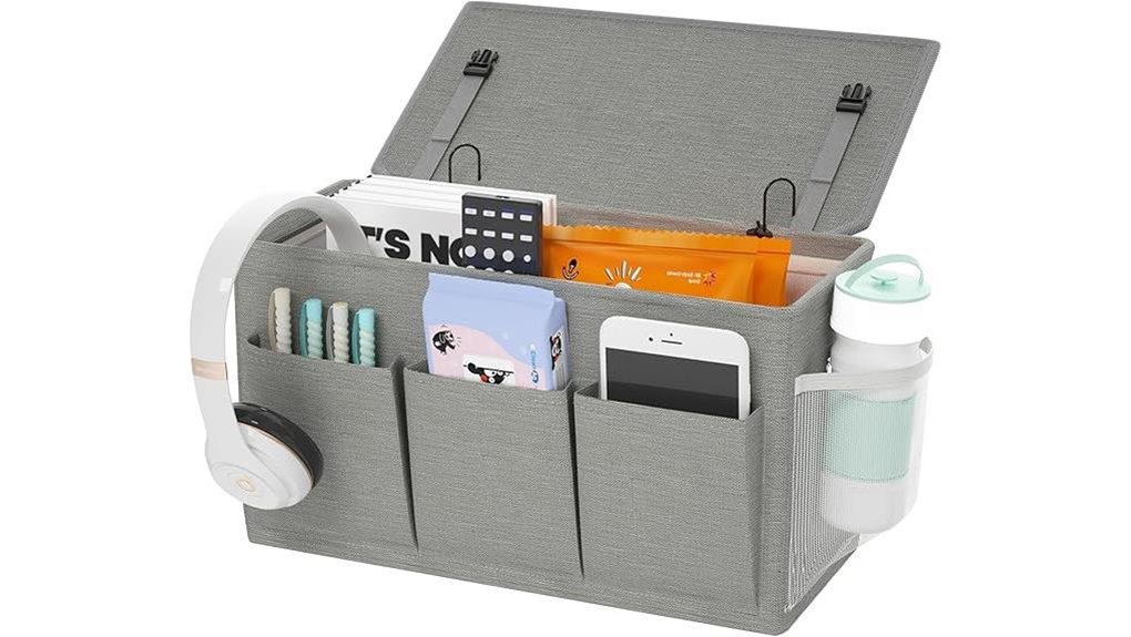 six pocket grey bedside organizer