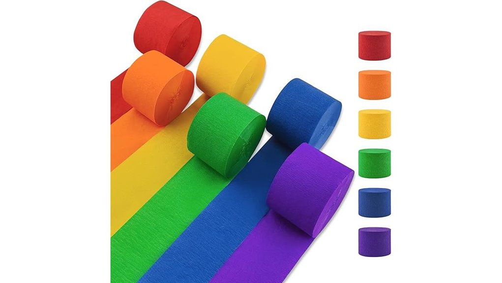 six roll rainbow crepe streamers