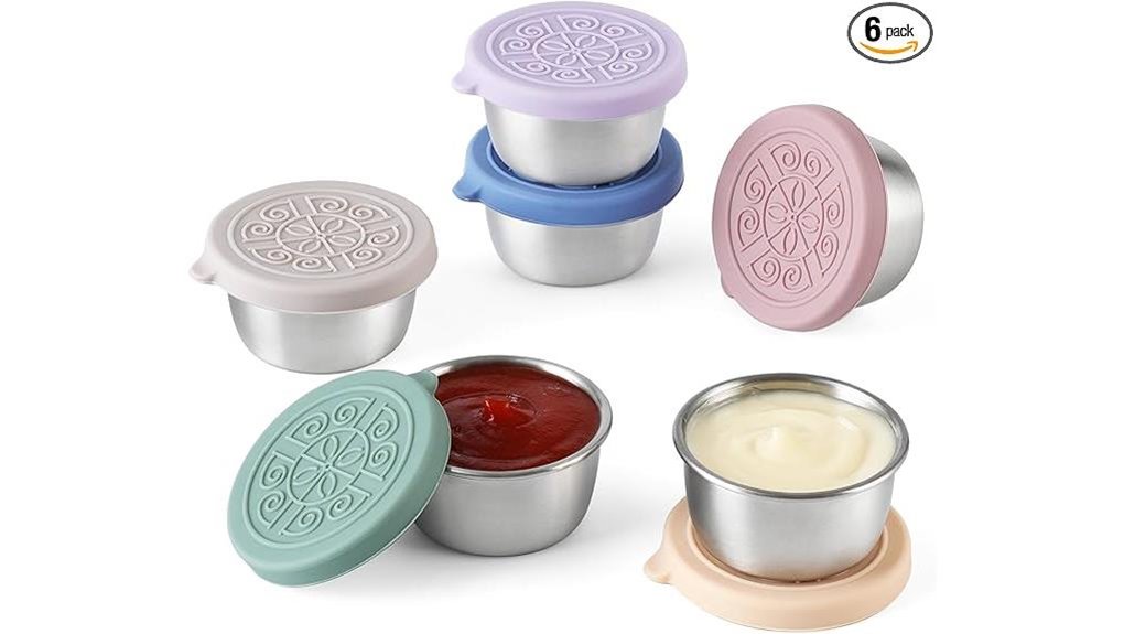 six stainless steel 1 6oz containers