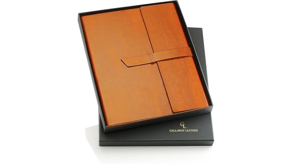 slim brown refillable leather padfolio