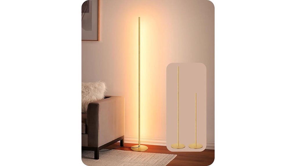 slim gold corner floor lamp